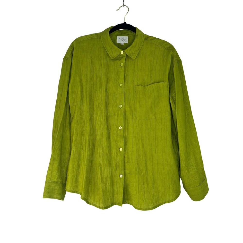 Olive And Oak Green Textured Button Down Shirt Size Medium